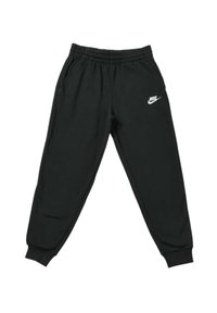 Pantalones de chándal negros de tela suave, con cintura elástica, bolsillos laterales y un pequeño logo de Nike en blanco.