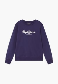 Námořnická modrá mikina vyrobená z kombinace bavlny. Má kulatý výstřih a bílý logo "Pepe Jeans London" na hrudi.