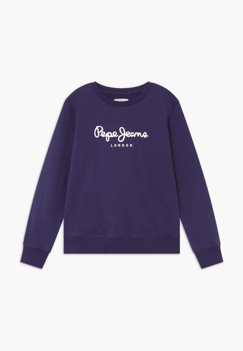 Námořnická modrá mikina vyrobená z kombinace bavlny. Má kulatý výstřih a bílý logo "Pepe Jeans London" na hrudi.