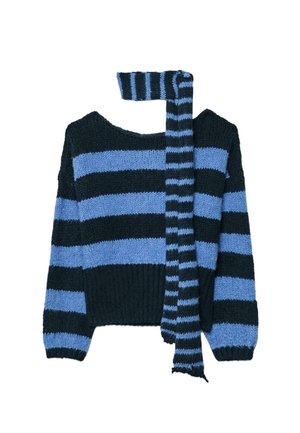 BOAT NECK STRIPED SCARF  - Strickpullover - dark blue