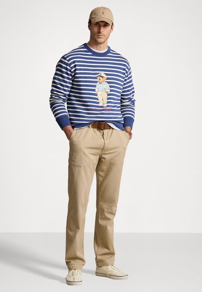 Polo Ralph Lauren Big & Tall POLO BEAR STRIPED FLEECE SWEATSHIRT - Sweatshirt - light navy/deckwash white