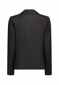 Blazer nero sartoriale con silhouette strutturata, colletto a revers e maniche lunghe. Design minimalista con linee pulite e senza decorazioni visibili.
