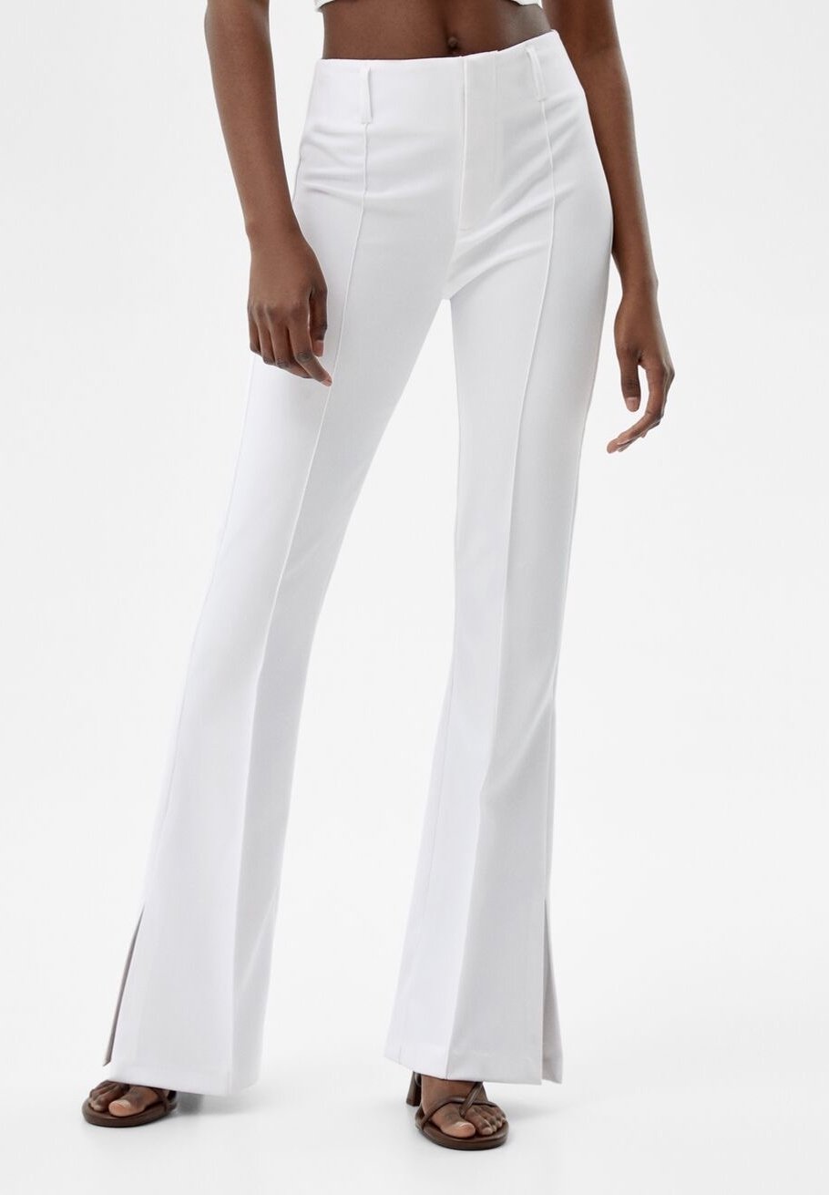 Pantalon Flare Pantalon Bershka Blanco Pantalon Blanco Bershka