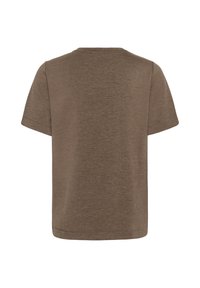 Brown short-sleeve t-shirt with a simple crew neckline, shown from the back on a plain white background.