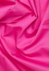 Bright pink fabric with a smooth, shiny texture, featuring soft folds and drapes, suitable for various textile applications.