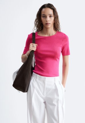& OTHER STORIES, & OTHER STORIES SLIM KNITTED T-SHIRT - T-shirt basic - bright pink