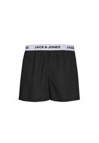 Boxers en coton noirs avec une taille élastique sur laquelle est imprimé "JACK & JONES" en blanc. Design simple, coupe ample.