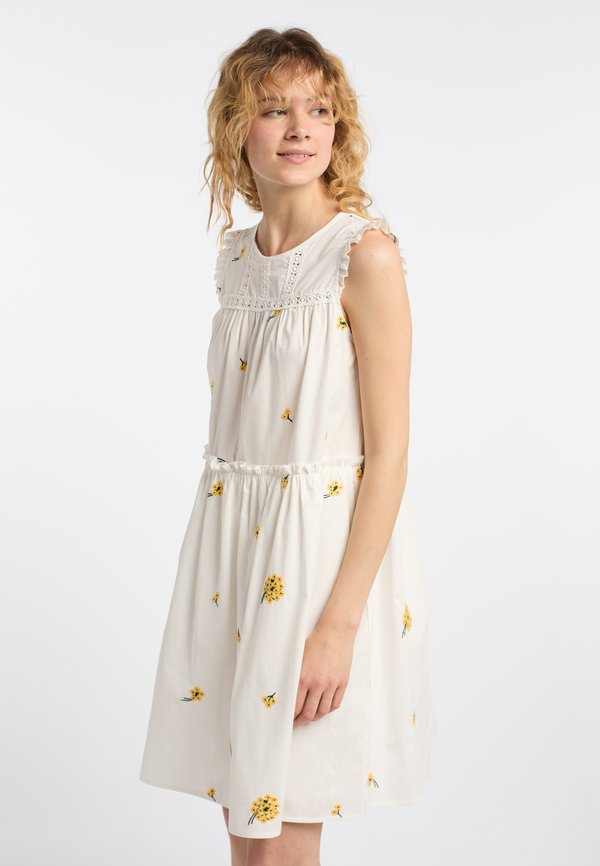 Freizeitkleid - wollweiss gelb