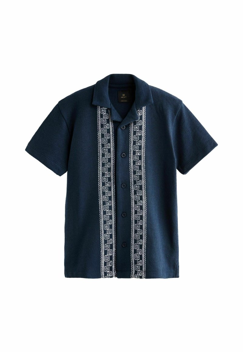 Next - SHORT SLEEVE  REGULAR FIT - Camicia - navy blue embroidered, Ingrandire