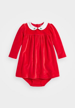 EMBROIDERED VELOUR DRESS & BLOOMER - Cocktailklänning - red