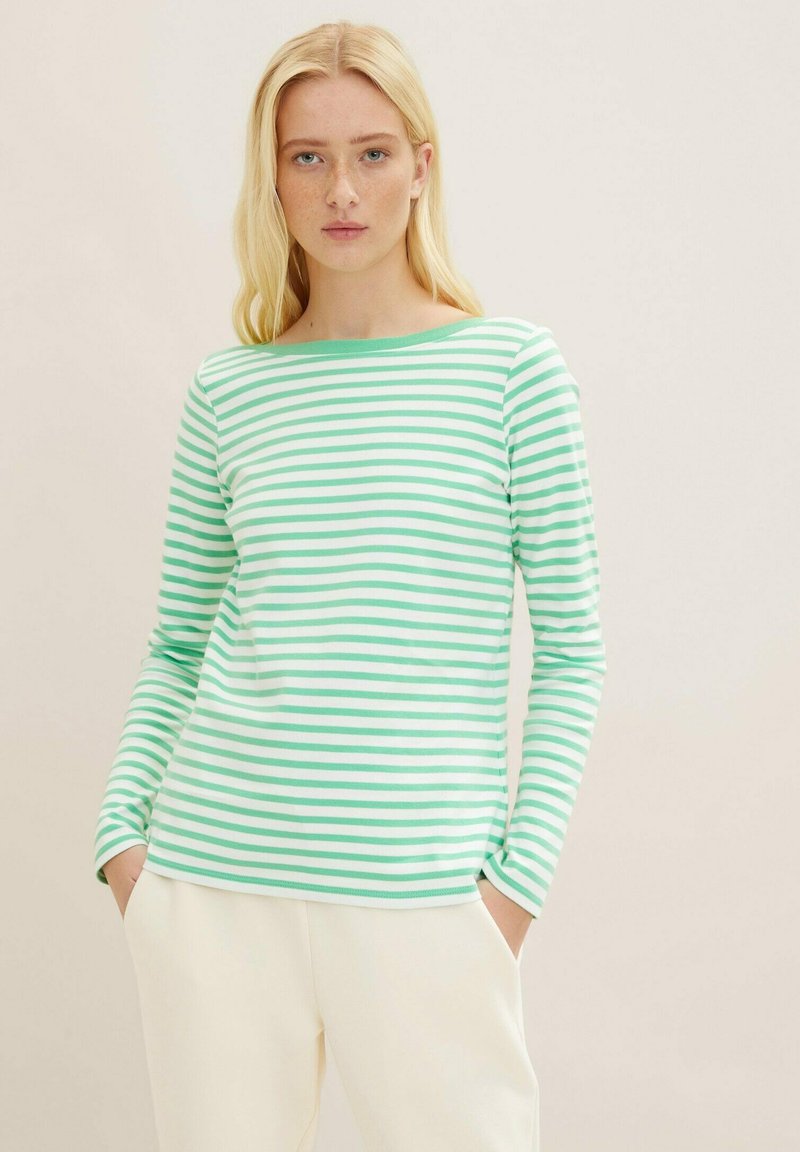 TOM TAILOR DENIM Camiseta de manga larga - white green stripe