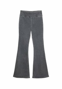 Grijze wijde jeans van spijkerstof, met een hoge tailleband, subtiele stikdetails en een brede pijp aan de zoom.