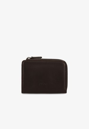Dark brown leather wallet with a zipper closure along the top and right sides, embossed with the brand name "PICARD" on the front.