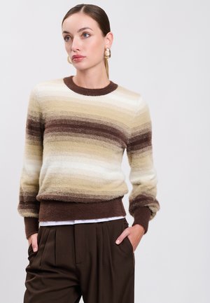INFLUENCER, INFLUENCER PULLOVER SHADED STRIPED PULLOVER - Pullover - brown