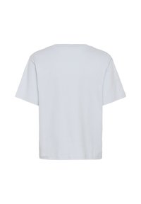 T-shirt blanc uni à manches courtes, vu de dos avec un col rond et un ourlet standard.