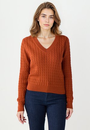 V-NECK PATTERN - Maglione - tile red
