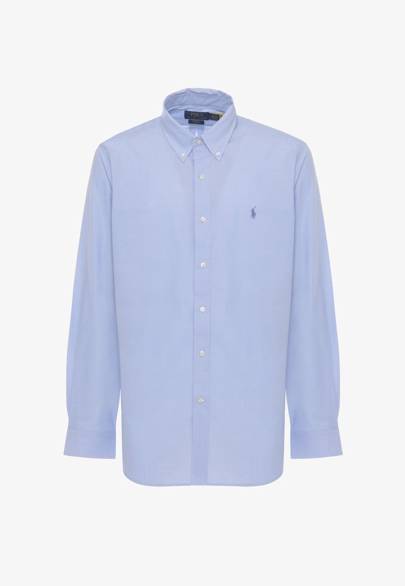 Camicia azzurro chiaro a maniche lunghe con colletto abbottonato e piccolo logo ricamato sul petto sinistro.