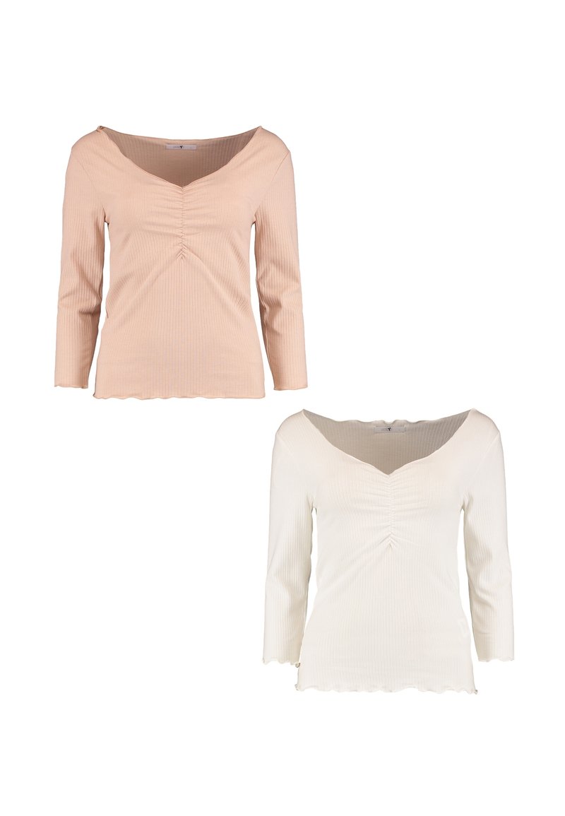 Hailys 2ER-SET V-AUSSCHNITT 3/4-ÄRMELN NORMALER SCHNITT - Langarmshirt - weiß-beige