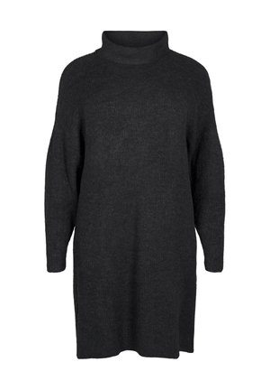 Zizzi FLASH MIT ROLLKRAGEN - Strickkleid - dark grey melange