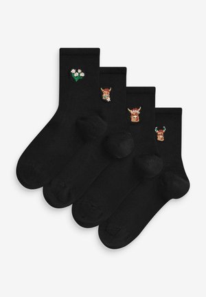 Next EMBROIDERED HAMISH MOTIF ANKLE SOCKS 4 PACK - Ponožky - black