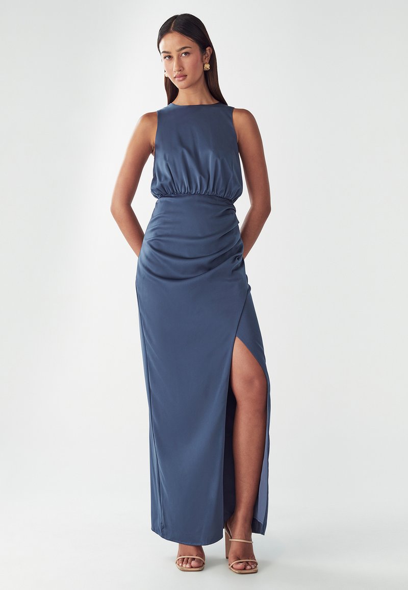 princess polly baby blue dress Stunning petrol blue/ teal satin dress :) Shirred main image 1