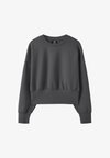 CROPPED SWEATSHIRT WITH WIDE WAISTBAND - Mikina - mottled dark grey