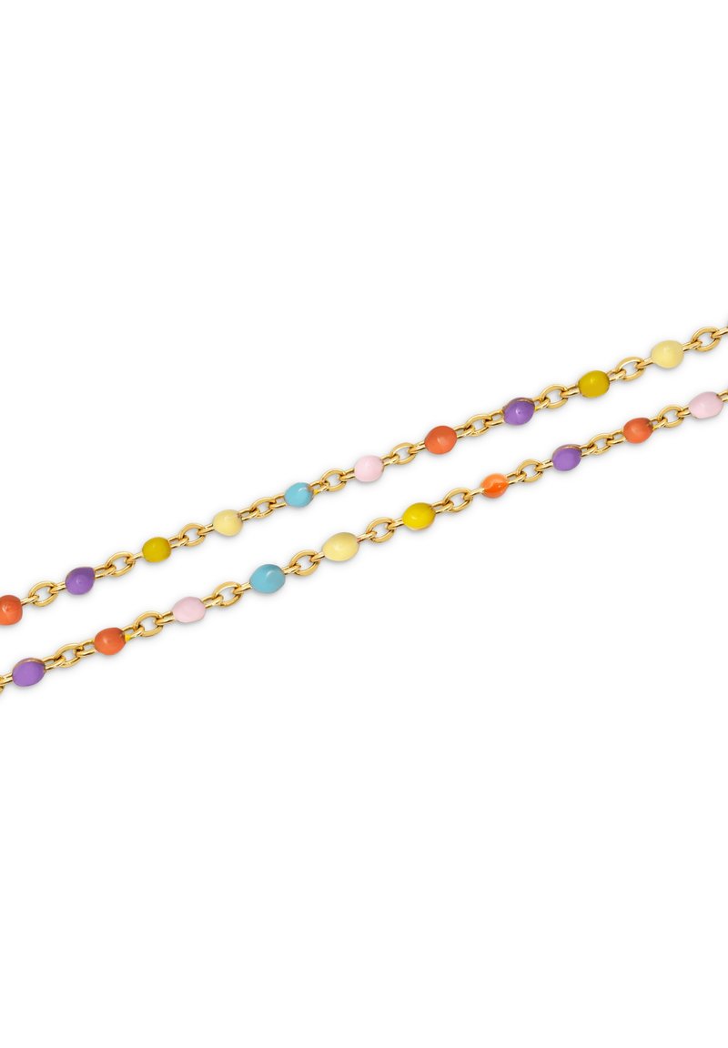 SINGULARU - Collana Eloise. Acciaio con Finitura Placcata Oro 18Kt. Collana Corta con Pietre Naturali Tormalina. Lunghezza 35 cm + 5 cm di Estensione. Gioielli da Donna