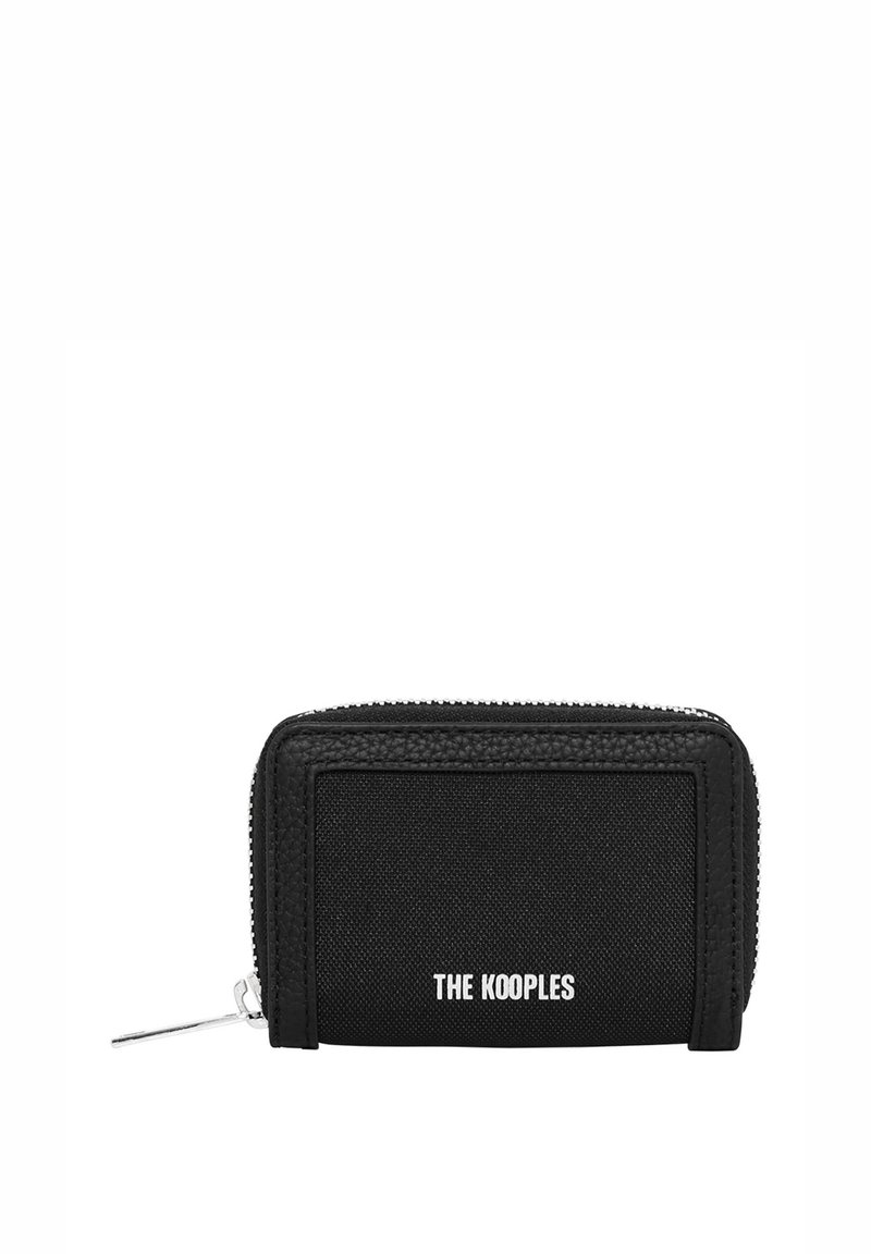 Melns mazs maku ar rāvējslēdzēju un teksturētām malām, ar "THE KOOPLES" logo baltā krāsā centrā uz priekšpuses.