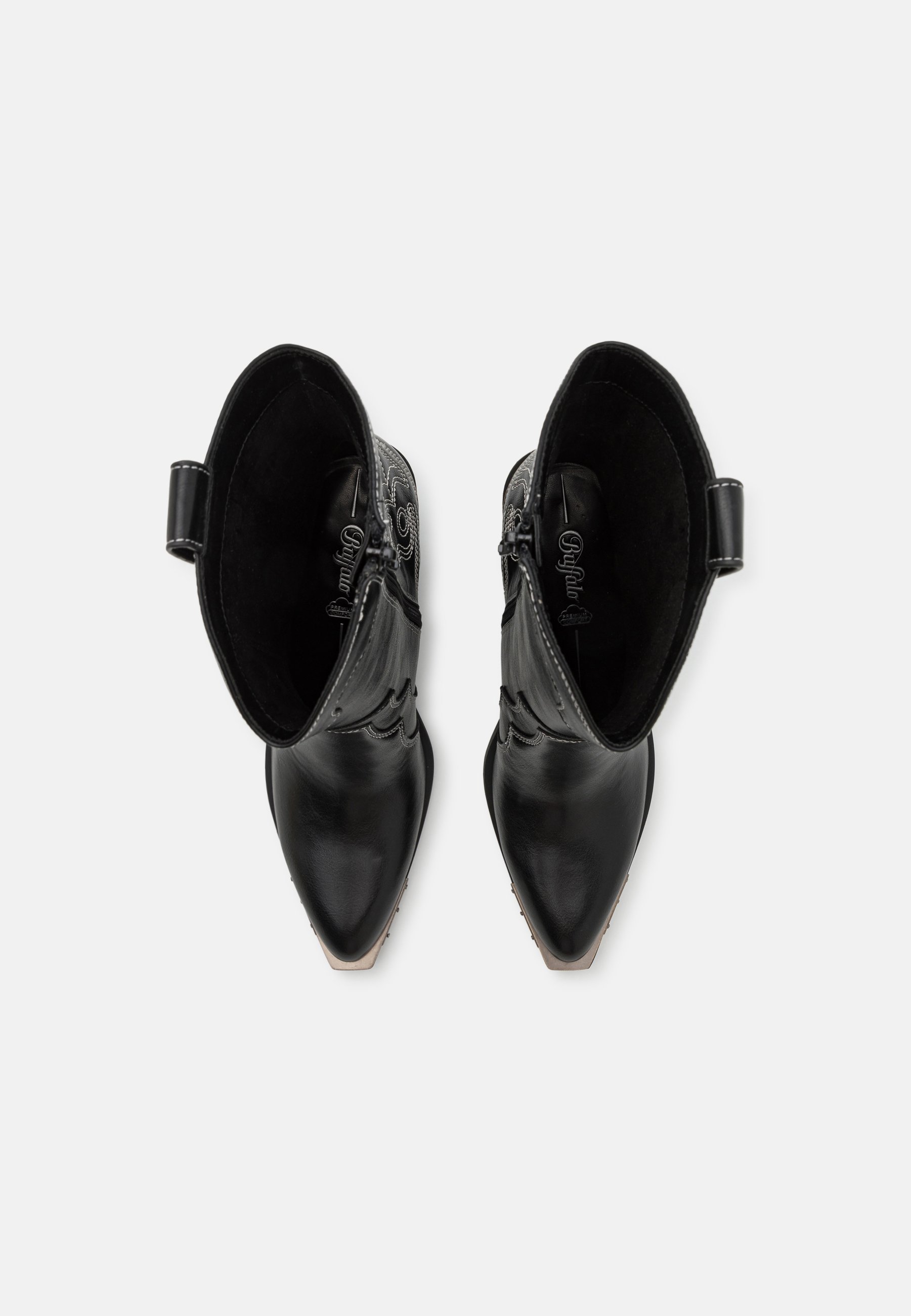 Buffalo Cowboy/Biker boots - black/white/black - Zalando.co.uk