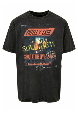 Merchcode, MOTLEY CRUE - SATD TOUR ACID WASHED HEAVY OVERSIZE TEE - Tričko s potlačou - black