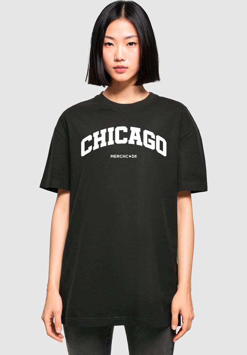 Merchcode CHICAGO WORDING - Marškinėliai su spaudiniu - black