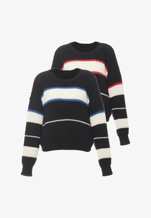 Mo, 2-PACK - Trui - black offwhite turquoise black offwhite coral