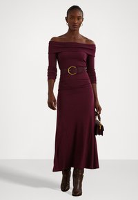 Lauren Ralph Lauren RIB KNIT OFF THE SHOULDER MIDI DRESS - Kasdienė suknelė - pinot noir