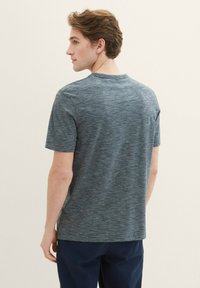 TOM TAILOR MIT LOGO - Potiskana majica - navy grey mint finestripe