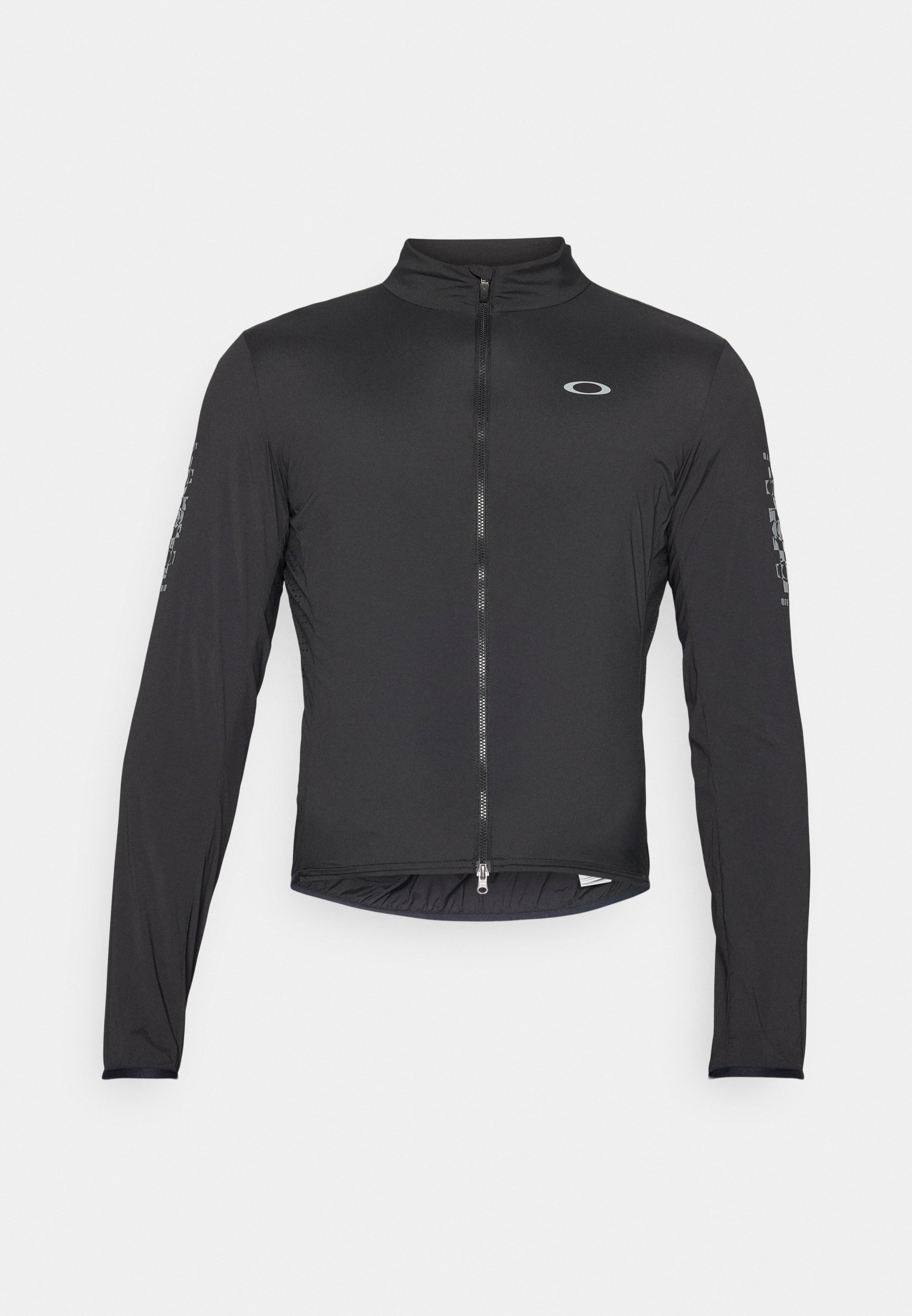 Oakley ブラック ジップアップジャケット OAKLEY（オークリー） ジップパーカー 黒 ロゴプリント 腹部ライン