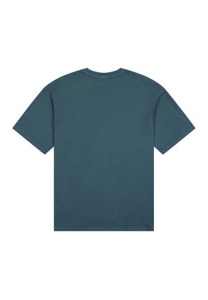 Korte mouwen katoenen T-shirt in donker teal. Klassieke ronde hals, ontspannen pasvorm, met een soepele textuur en eentonig ontwerp. Geen patronen of accenten.