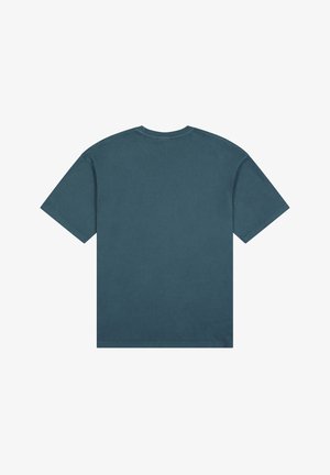 Camiseta de algodón de manga corta en azul oscuro. Cuello redondo clásico, ajuste relajado, con textura suave y diseño de un solo color. Sin patrones ni acentos.