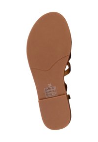 Suola di scarpa in gomma marrone con texture liscia, forma arrotondata, taglia 36, senza ulteriori motivi o dettagli notevoli.