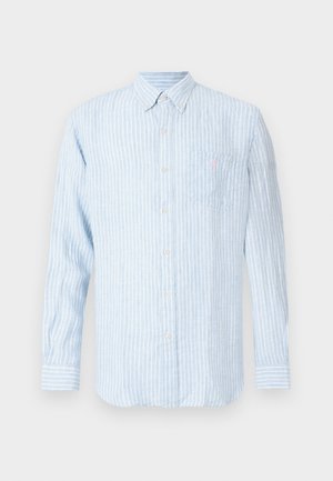CUSTOM FIT STRIPED LINEN SHIRT - Hemd - harbor island blue/white