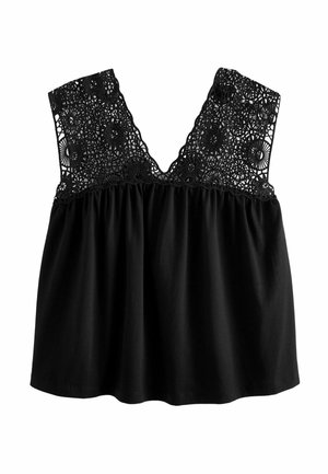 CROCHET INSERT SWING-REGULAR FIT - Tops - black