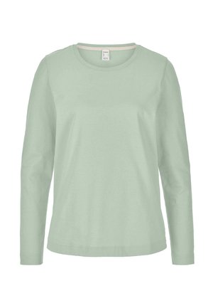 Hellgrünes, langärmliges Rundhals-Shirt mit geradem Saum und einfachem, nahtlosem Design.