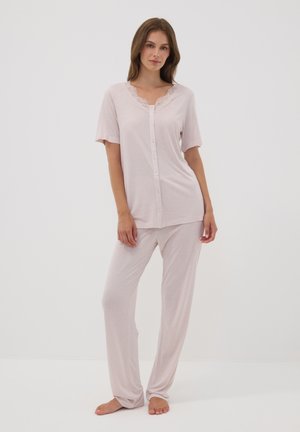 OVS, PYJAMA WITH LACE V-NECK, REGULAR FIT SET - Nachtwäsche Set - light pink