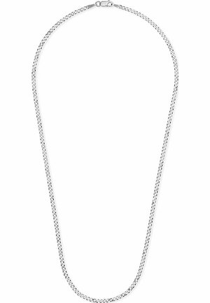 Collier chaîne torsadée en corde argentée avec fermoir à homard, présenté sur fond blanc.