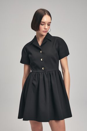 WITH BUTTONED FRONT - Skjortekjole - black
