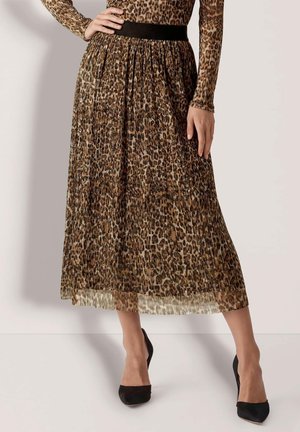 MADELEINE, MADELEINE ROCK PLISSEEROCK MIT LEO-DRUCK - Jupe plissée - black   caramel   multicolor