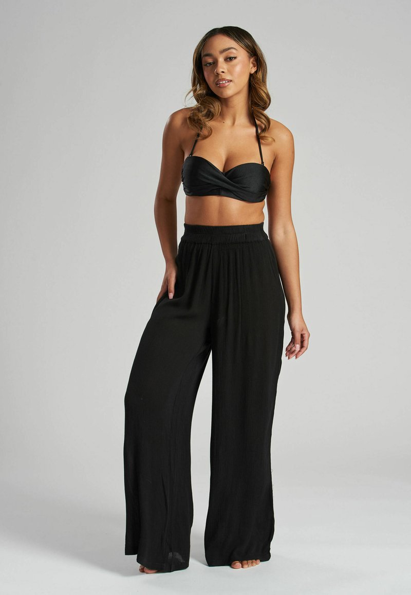 South Beach - CRINKLE  WIDE LEG  - Trousers - black, Enlarge