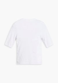 Hvid bomulds t-shirt med korte ærmer, rund halsudskæring og en glat overflade. Ingen synlige mønstre eller udsmykninger.