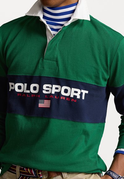 Polo Ralph Lauren LONG SLEEVE RUGBY UNISEX - Polo krekls - tennis green/cruise navy