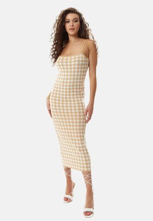 CHECK - Shift dress - beige white
