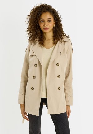 MI-LONG À CAPU AMOVIBLE - Manteau court - beige